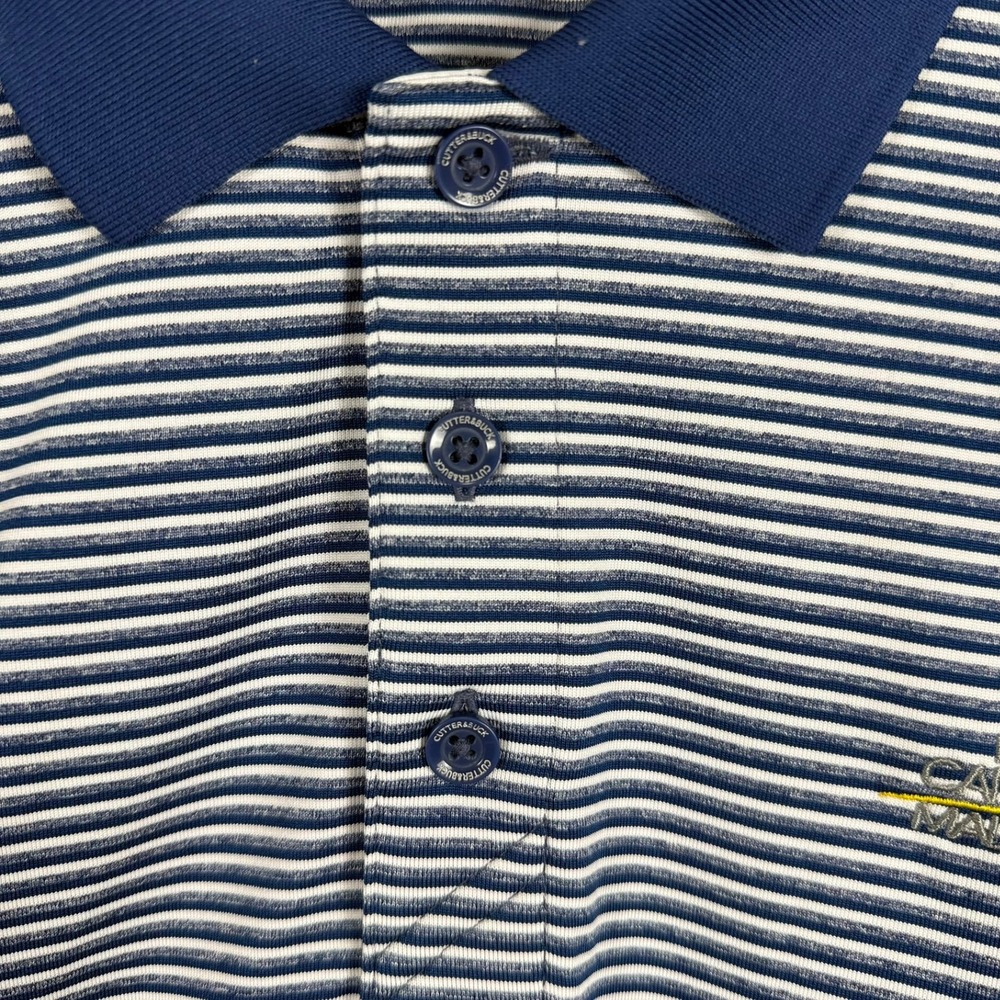 Cutter & Buck Mens Blue White Striped Polo Shirt Small Canadian Malartic - Picture 4 of 12